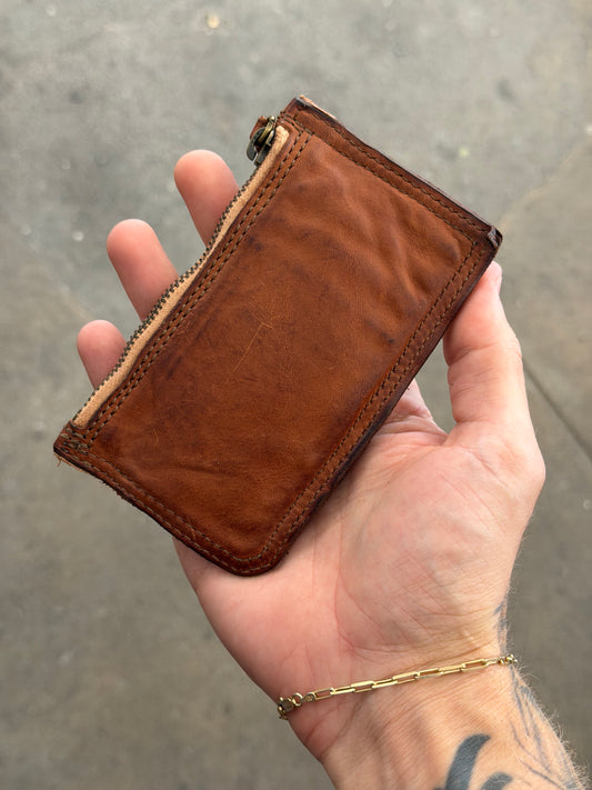Campomaggi Leather Zip Wallet in Cognac
