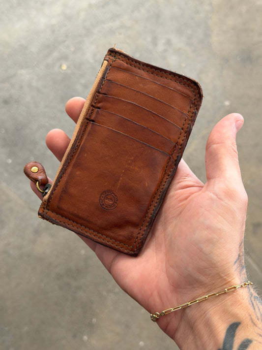 Campomaggi Leather Zip Wallet in Cognac
