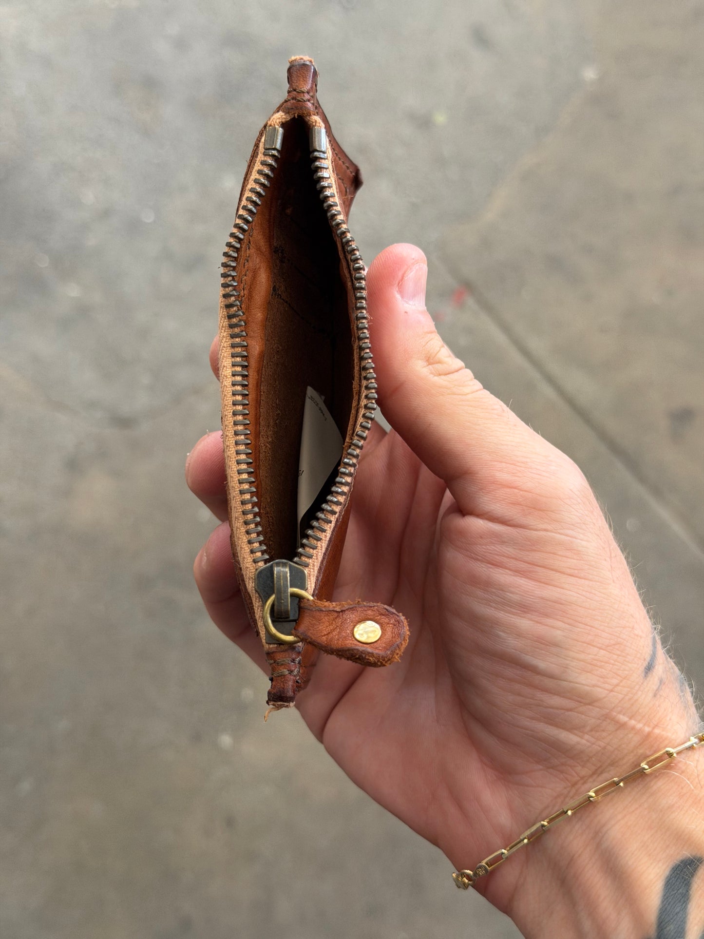 Campomaggi Leather Zip Wallet in Cognac