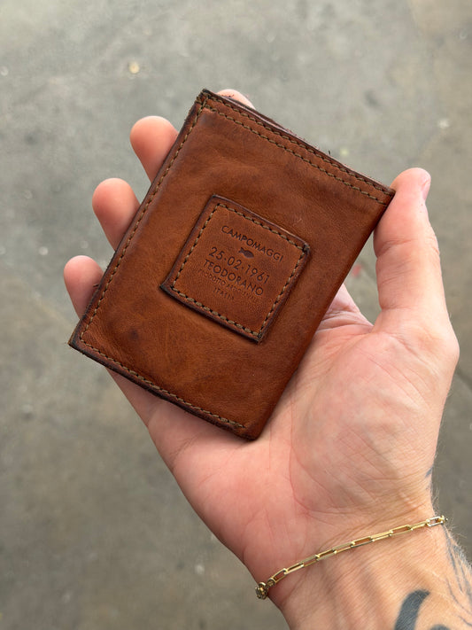 Campomaggi Leather Bifold Wallet in Cognac