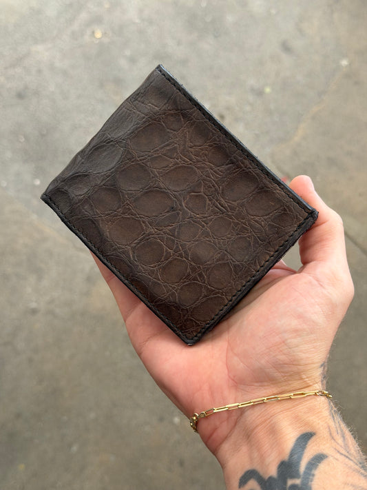 Campomaggi Leather Embossed Trifold Wallet in Grigio