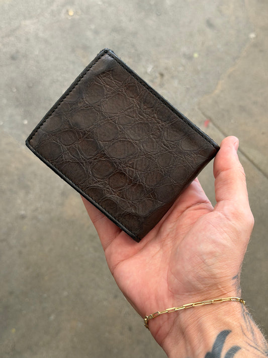 Campomaggi Leather Embossed Trifold Wallet in Grigio