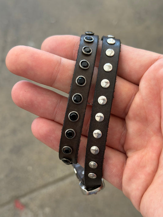 Campomaggi Leather Studded Wrap Bracelet in Grigio
