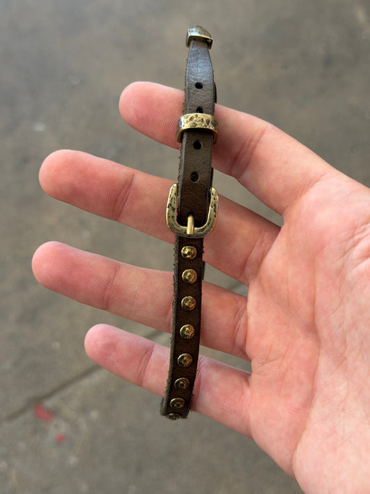 Campomaggi Leather Studded Wrap Bracelet in Military Green