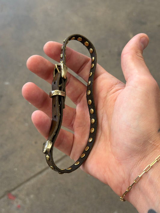 Campomaggi Leather Studded Wrap Bracelet in Military Green