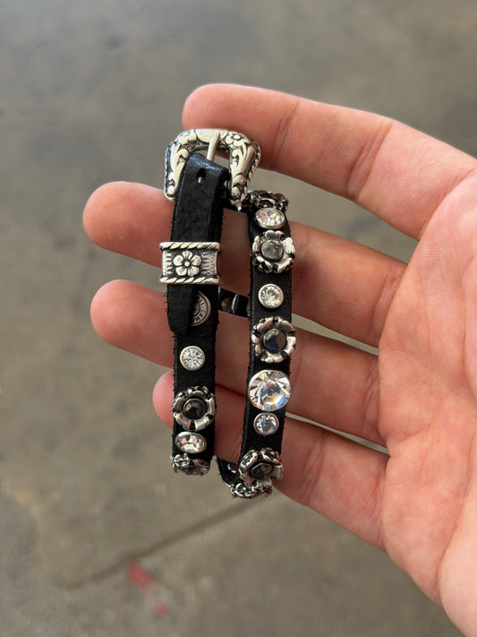 Campomaggi Leather Studded & Embellished Wrap Bracelet in Black