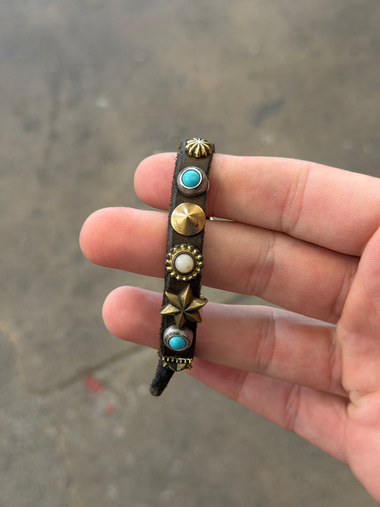 Campomaggi Leather Studded & Embellished Bracelet in Military Green