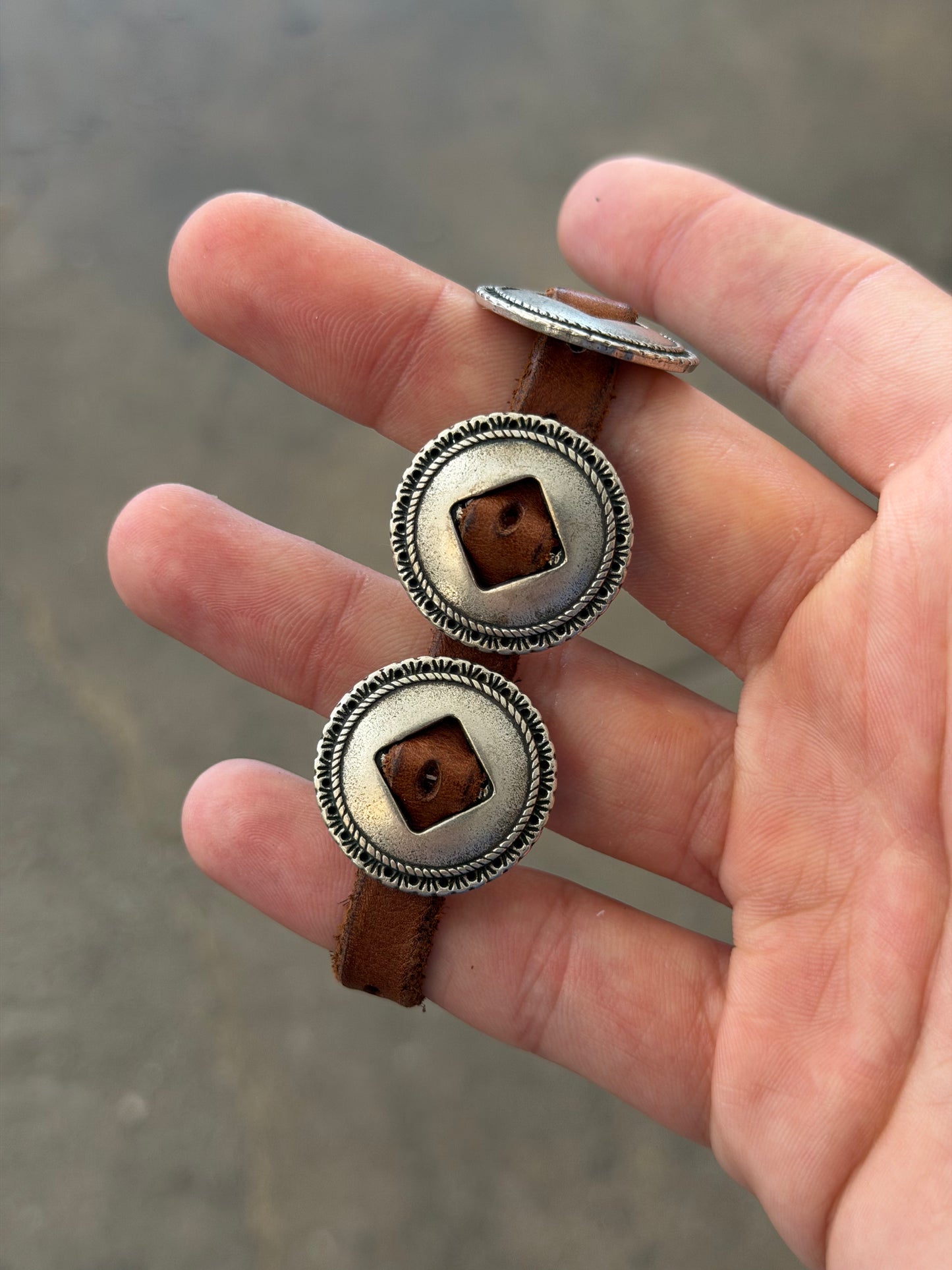 Campomaggi Leather Embellished Bracelet in Cognac