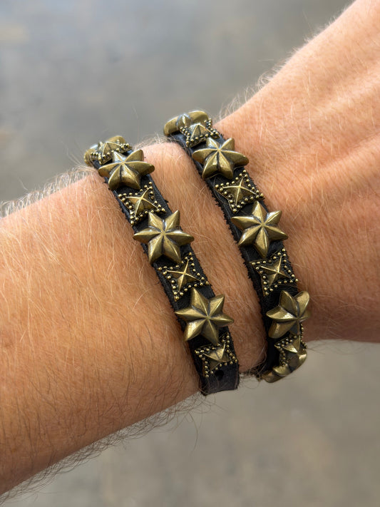 Campomaggi Leather Embellished Wrap Bracelet in Black