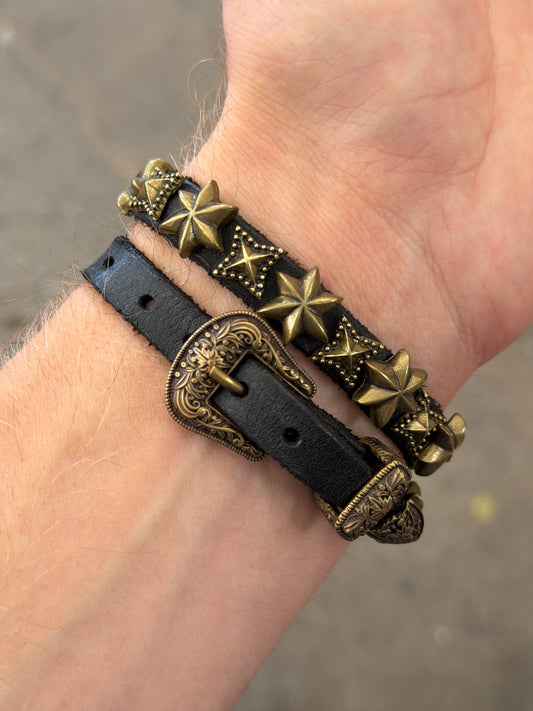 Campomaggi Leather Embellished Wrap Bracelet in Black