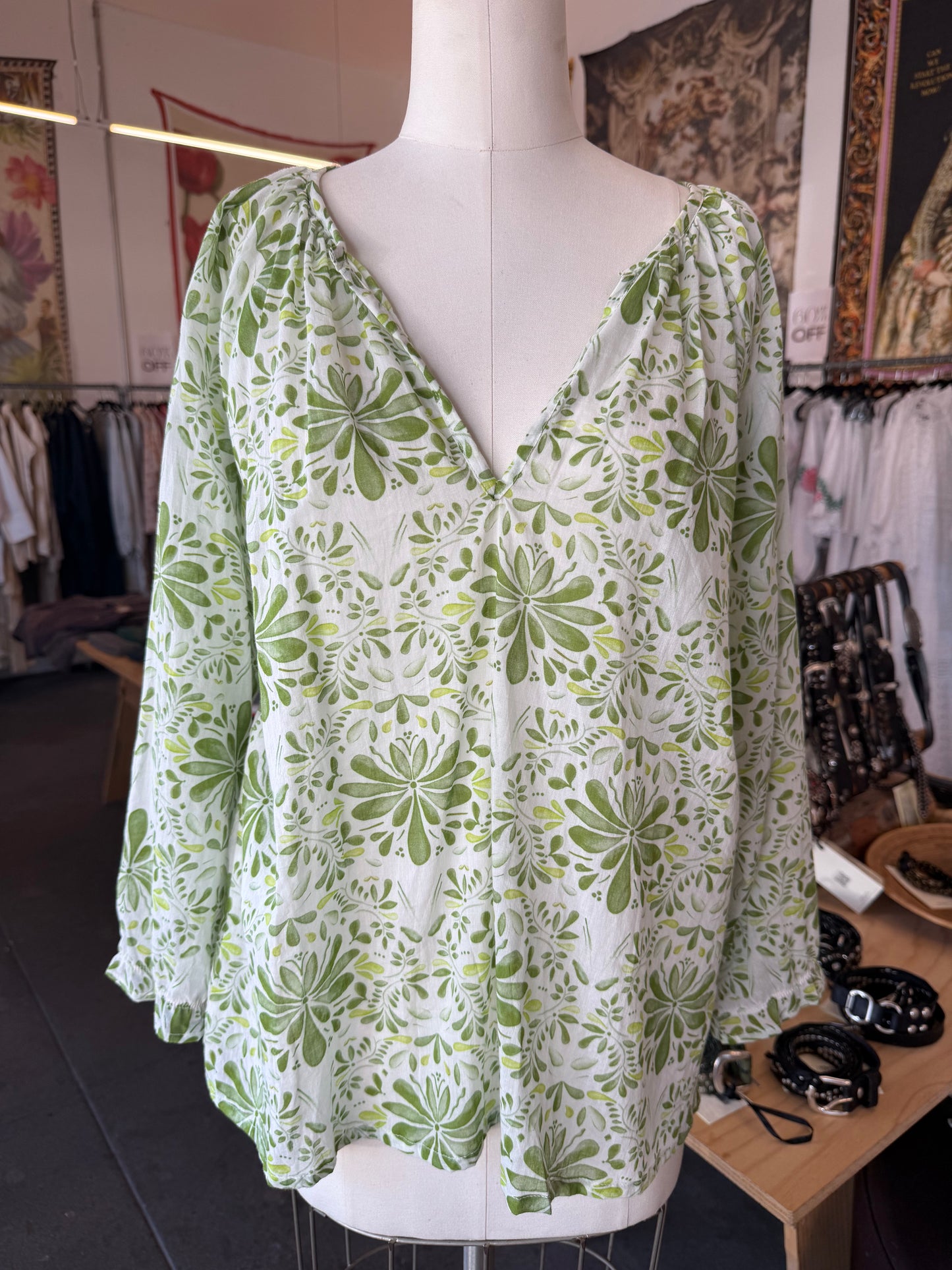 Nimbu Long Sleeve Blouse in Bel Avocado