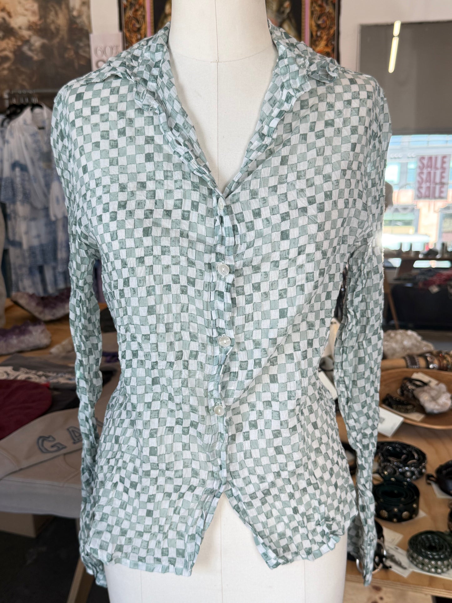 Nimbu Long Sleeve Button Down Shirt in Checks Grey