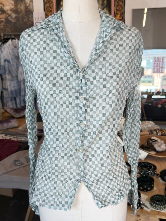Nimbu Long Sleeve Button Down Shirt in Checks Grey