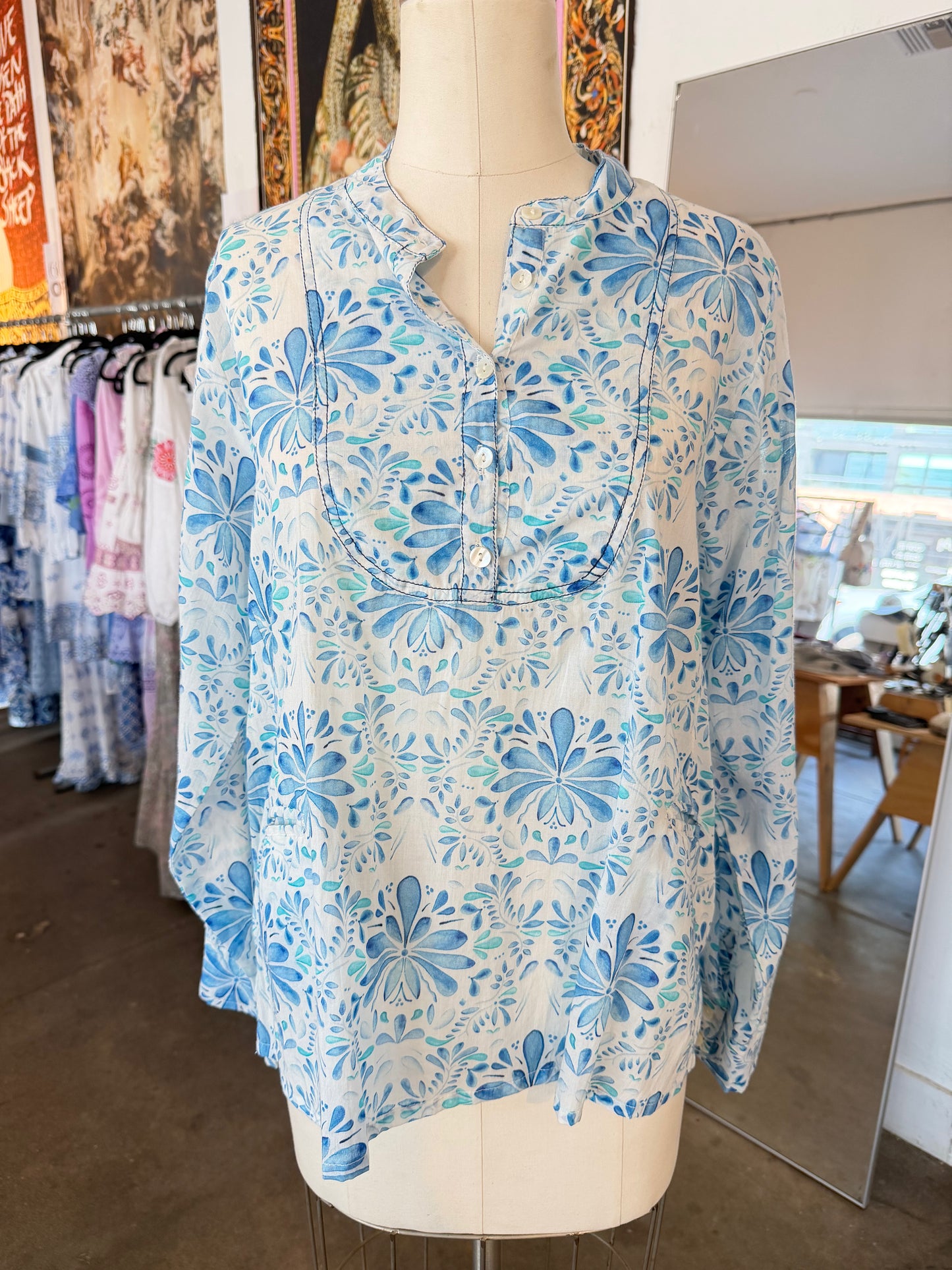 Nimbu Long Sleeve Amit Shirt in Bel Blue