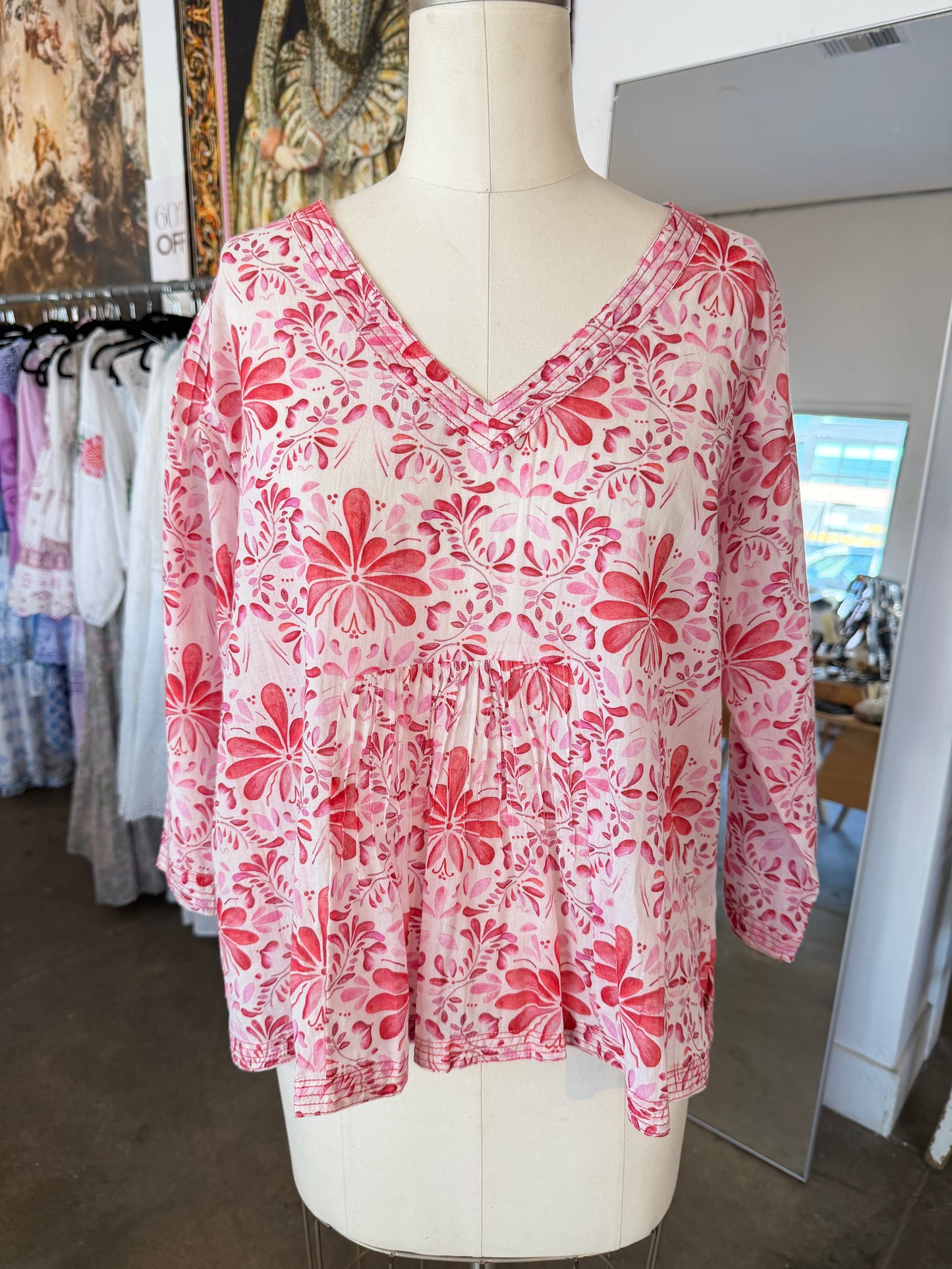Nimbu Long Sleeve Fancy Blouse in Bel Pink