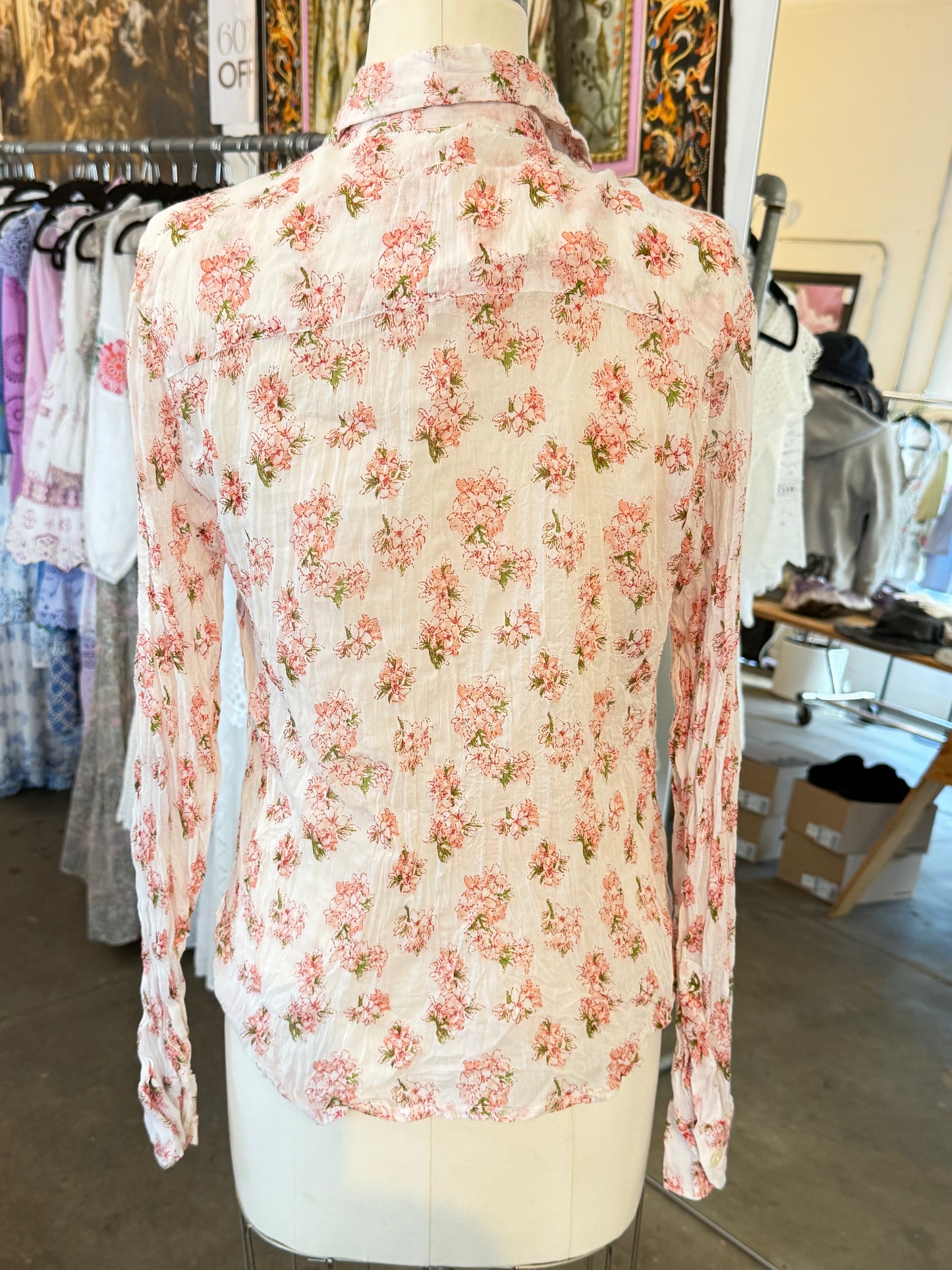 Nimbu Button Down Zu Shirt in Flory White
