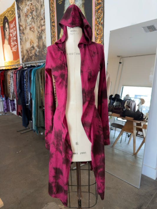 Parker Blue Long Hooded Cardigan in Wine