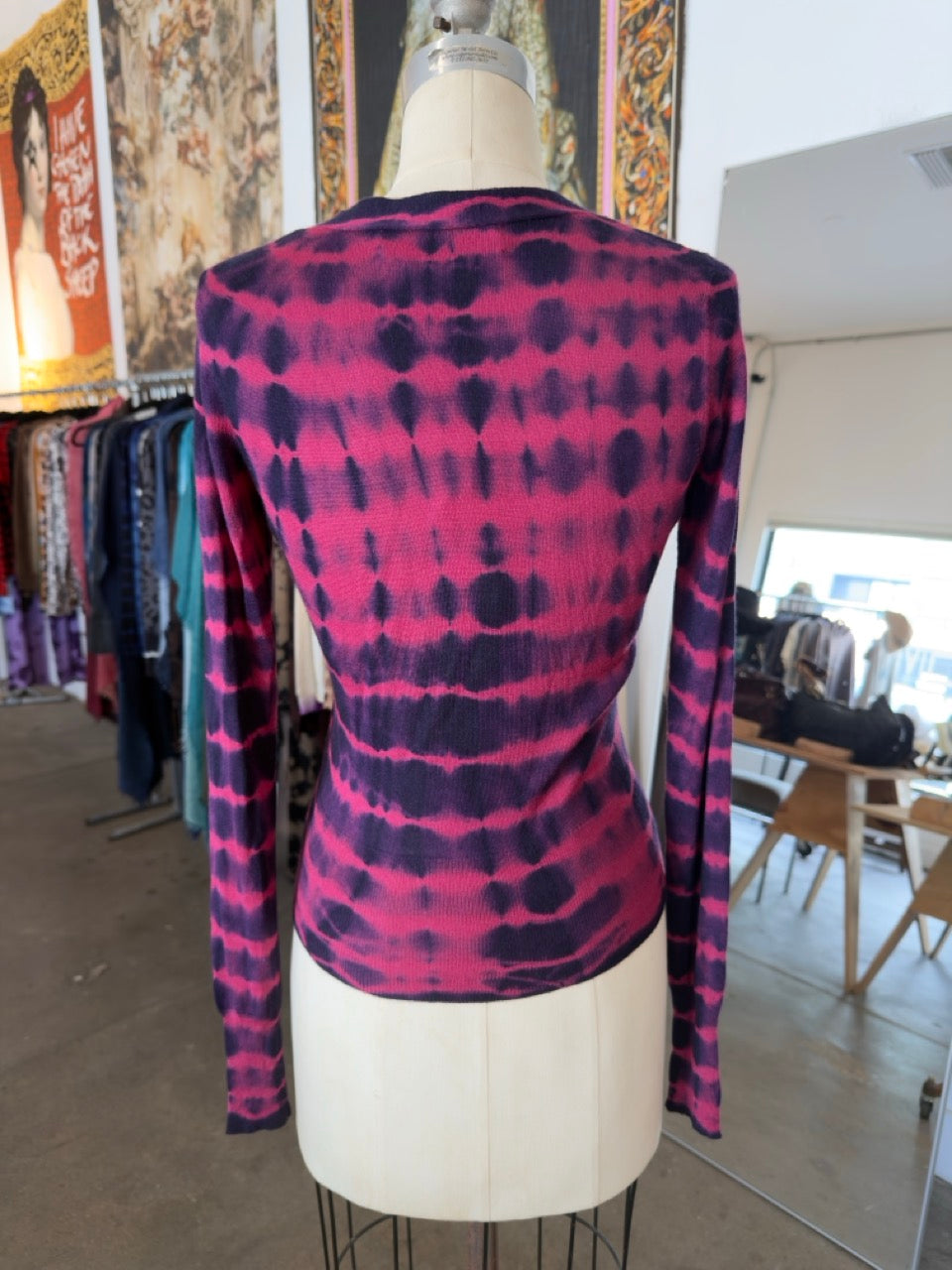 Parker Blue Button Down Cardigan in Wine