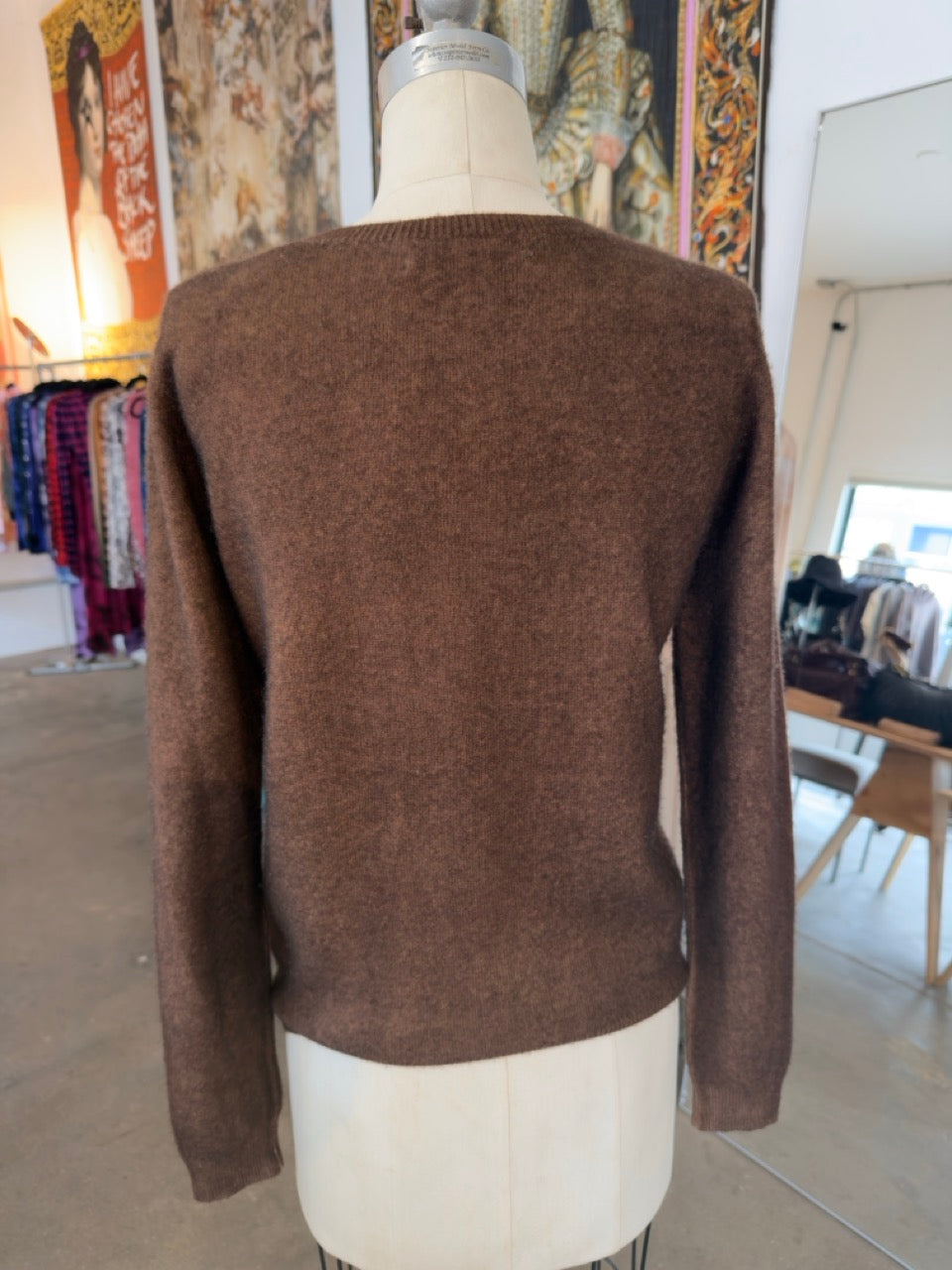 Parker Blue Felted Cashmere Reversible Cardigan in Olive & Nutella