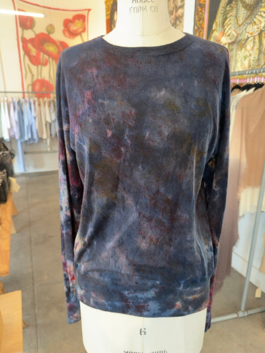 Parker Blue Cashmere Long Sleeve Sweater in Tie Dye