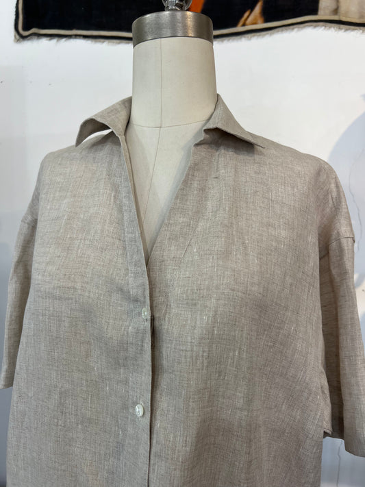 Emanuele Maffei's Short Sleeve Linen Mini Dress