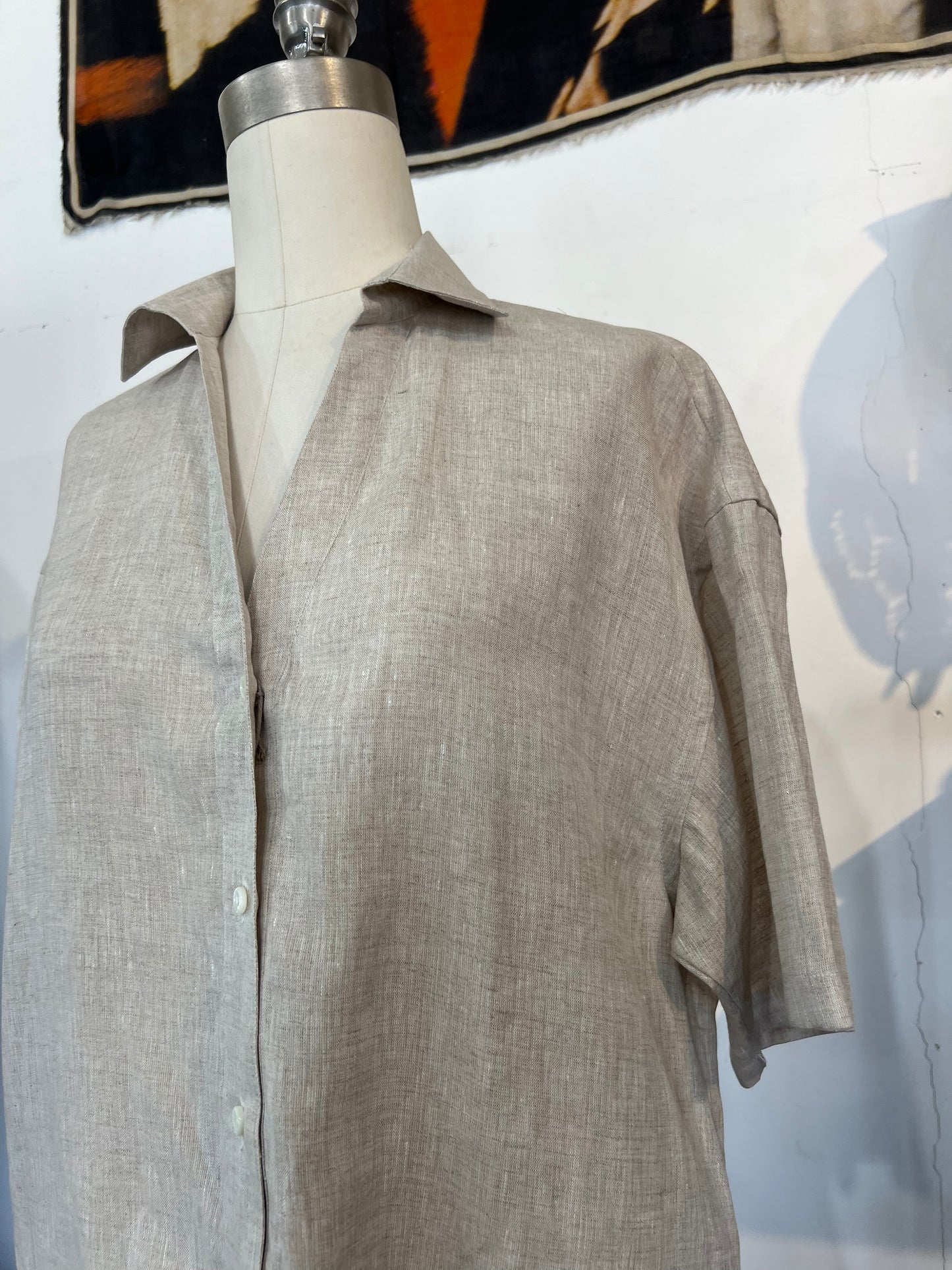 Emanuele Maffei's Short Sleeve Linen Mini Dress