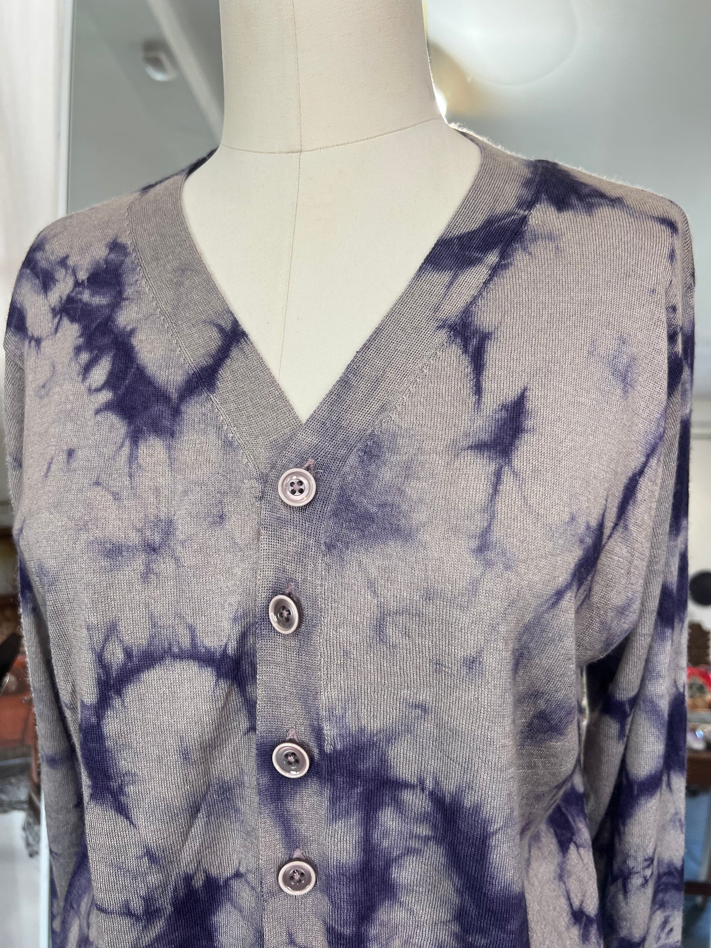 Parker Blue Cashmere Button Down V neck Sweater