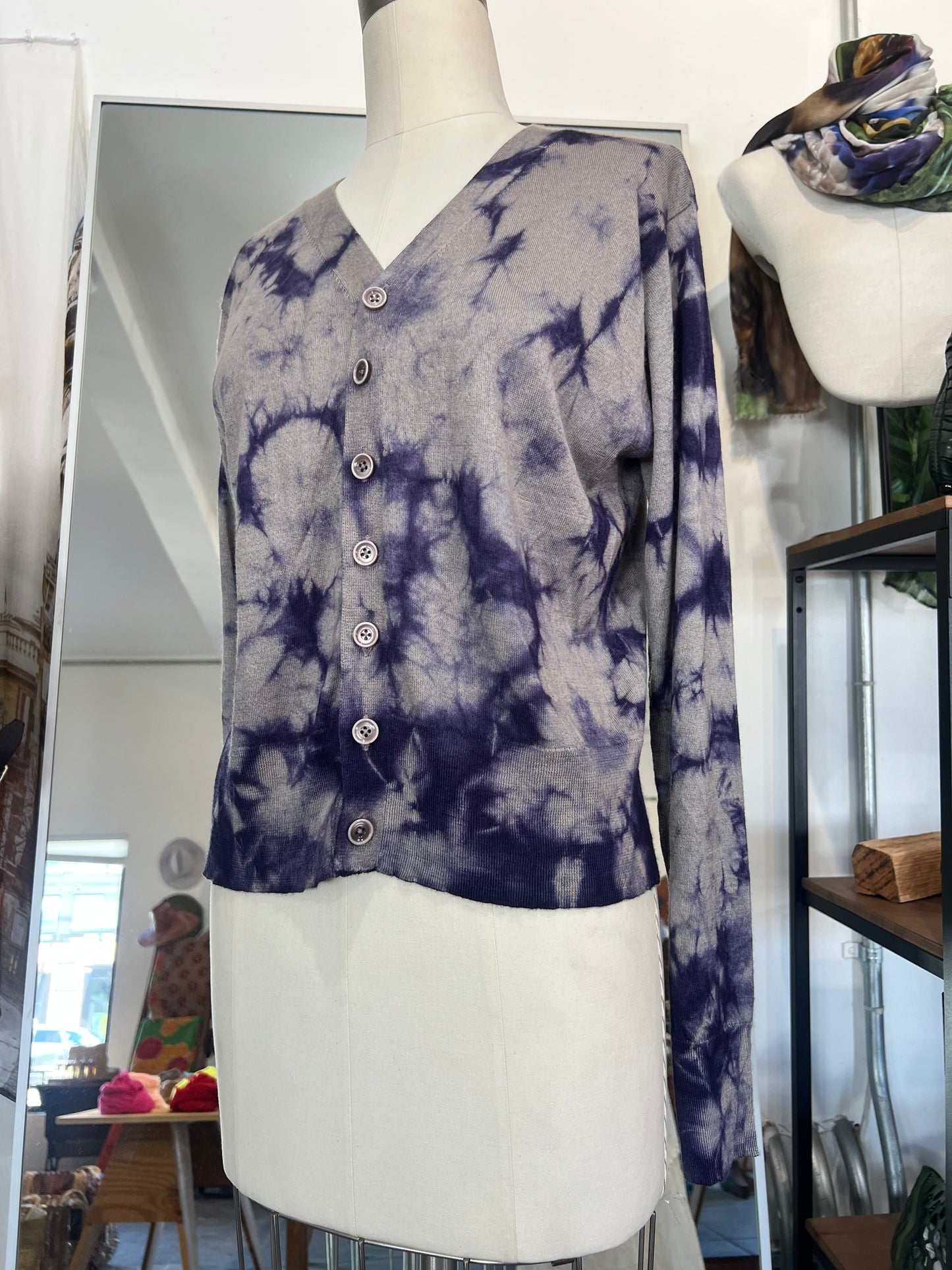 Parker Blue Cashmere Button Down V neck Sweater