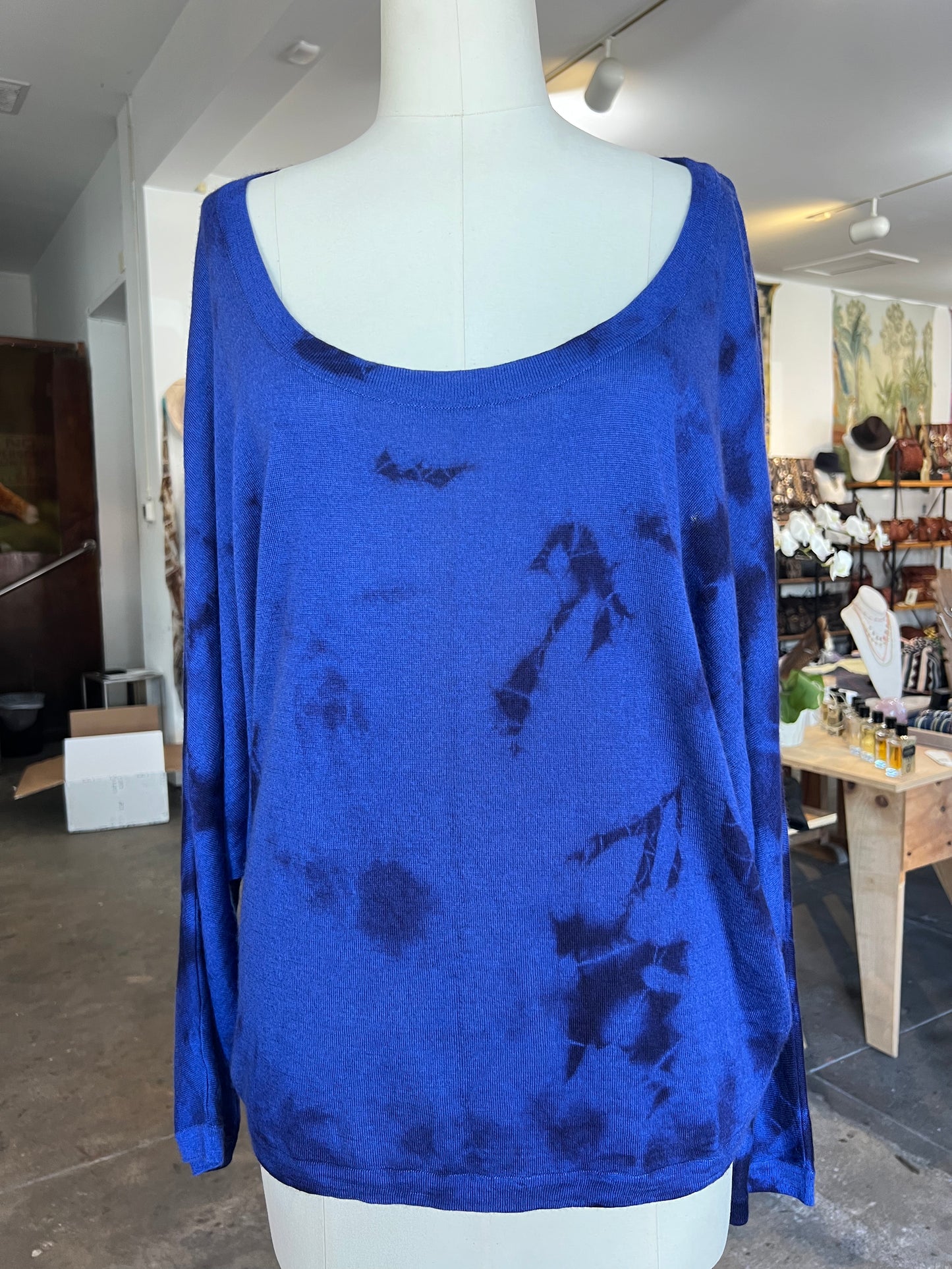 Parker Blue Dolman Sleeve Cashmere Sweater