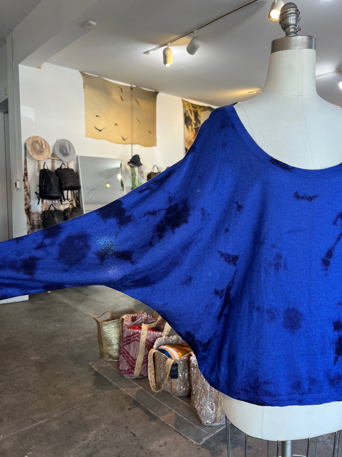Parker Blue Dolman Sleeve Cashmere Sweater