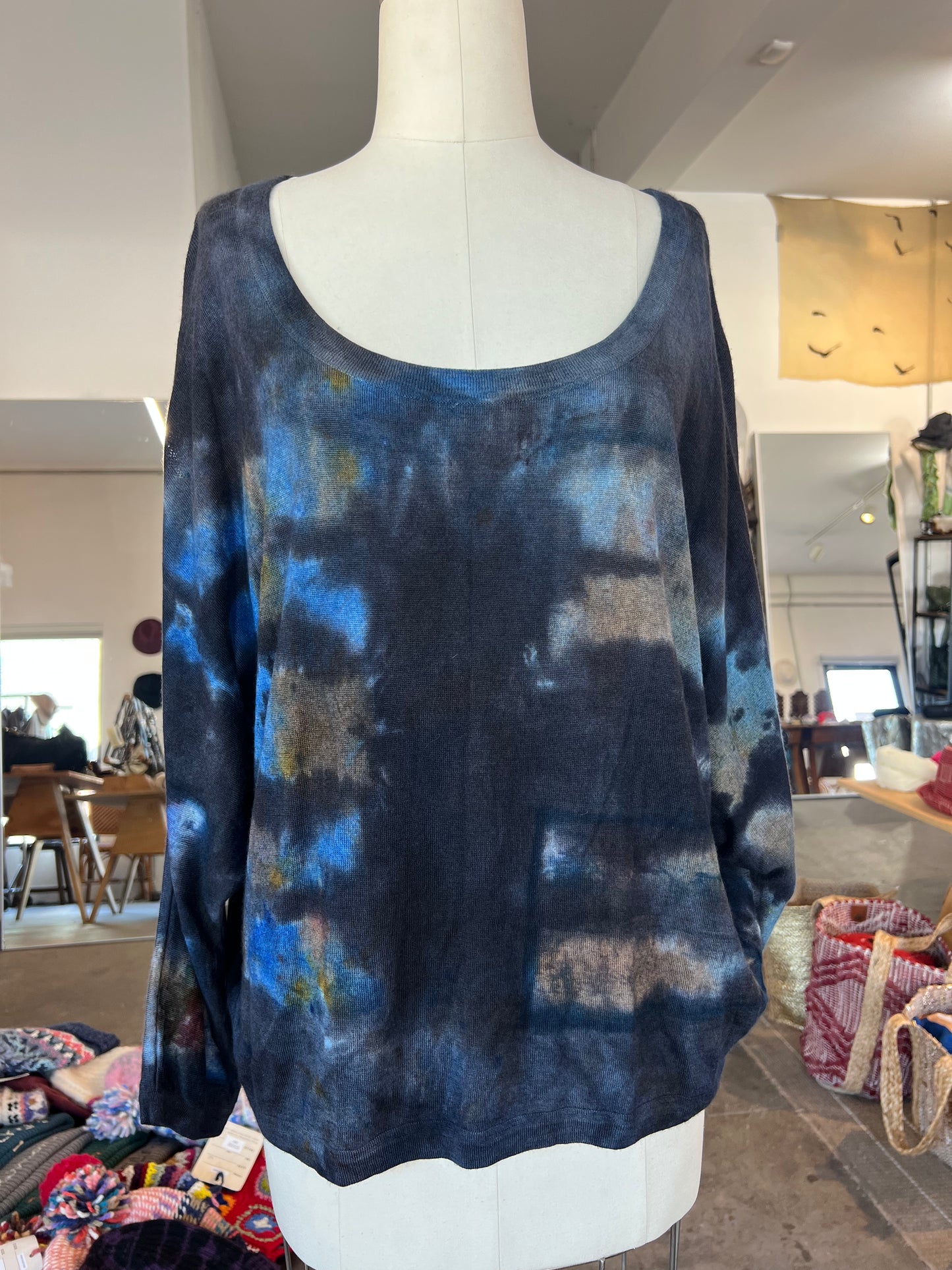 Parker Blue Dolman Sleeves Cashmere Sweater