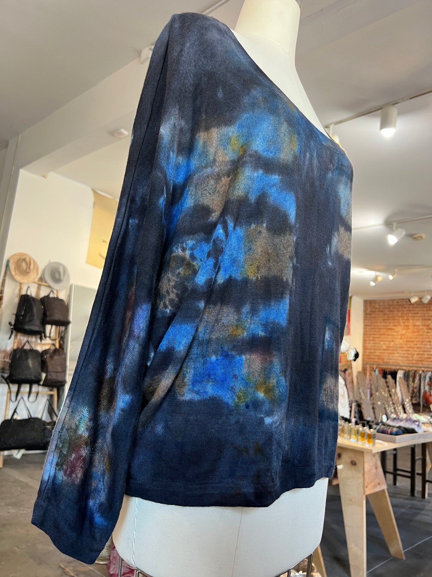 Parker Blue Dolman Sleeves Cashmere Sweater