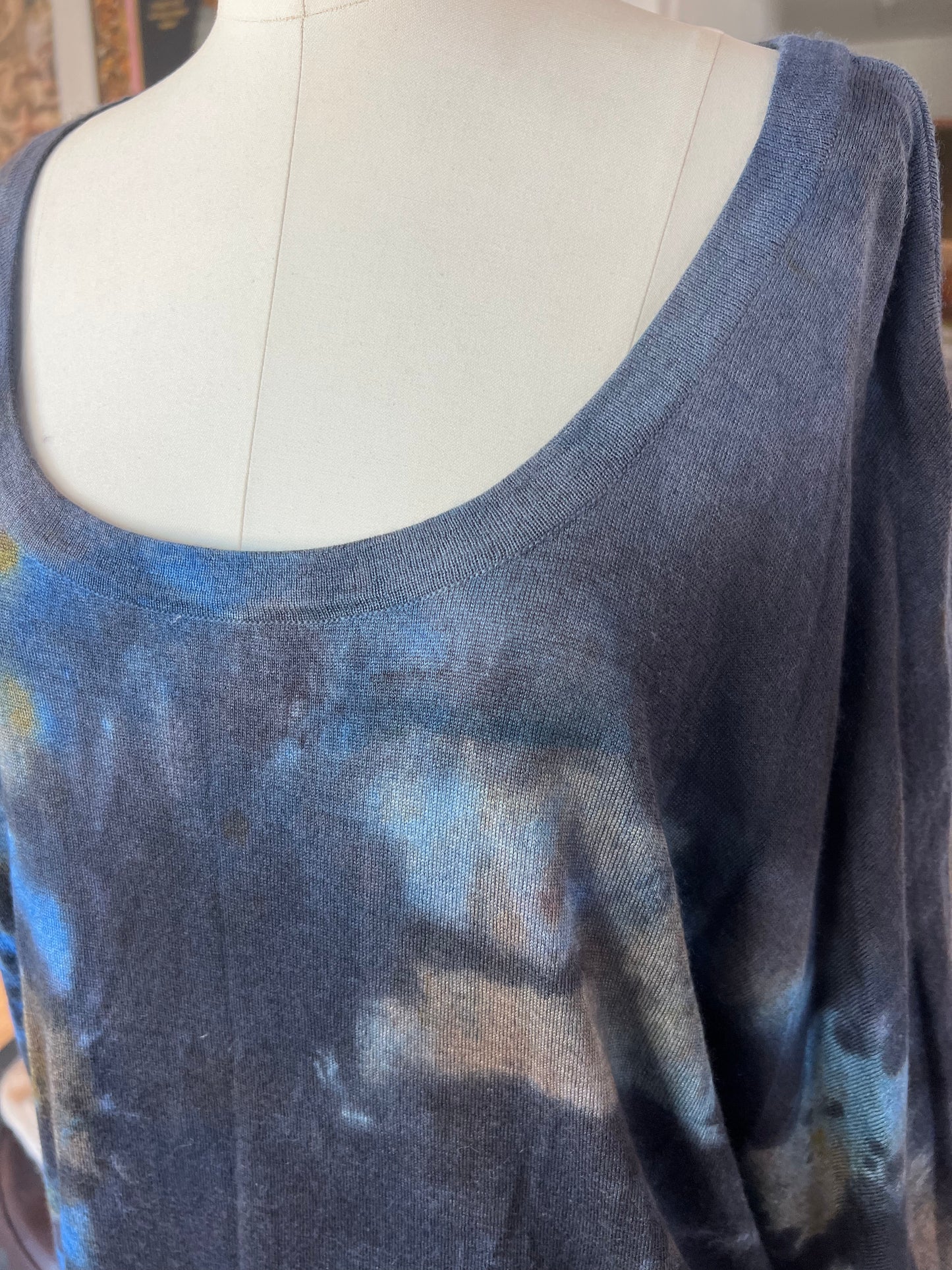 Parker Blue Dolman Sleeves Cashmere Sweater