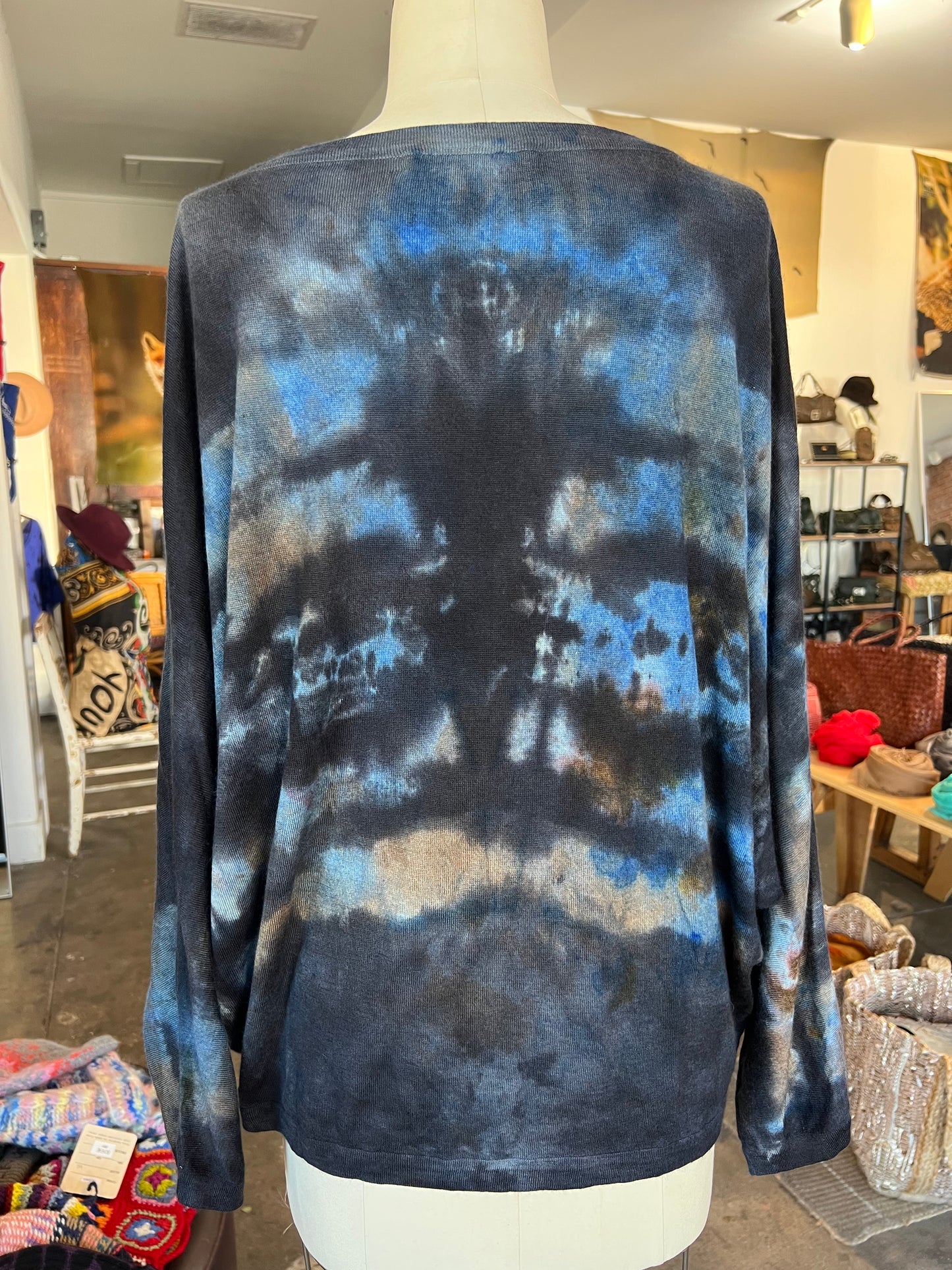 Parker Blue Dolman Sleeves Cashmere Sweater