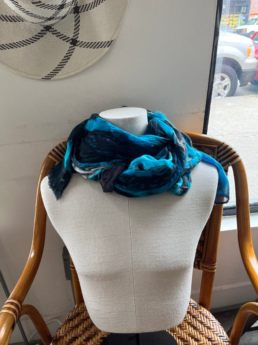 813 Ottotredici Blue Snake Print Scarf