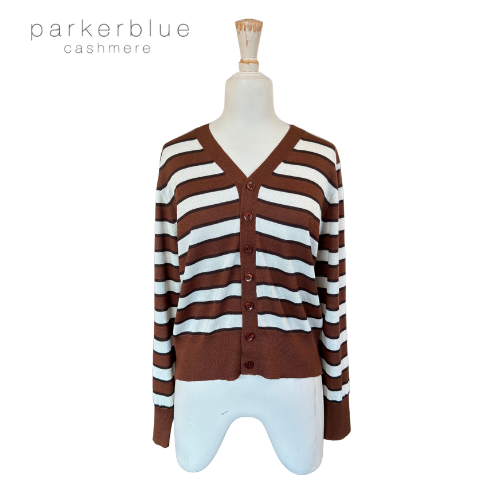 Parker Blue Striped Cashmere Cardigan