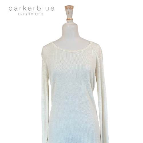 Parker Blue Ribbed Cashmere Long Sleeve T-Shirt