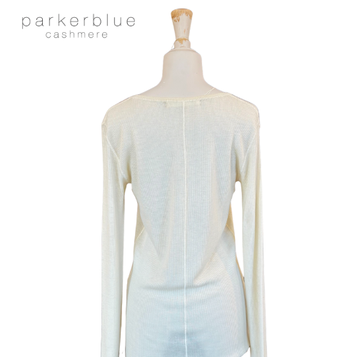 Parker Blue Ribbed Cashmere Long Sleeve T-Shirt