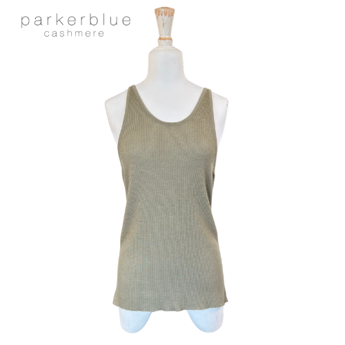 Parker Blue Ribbed Cashmere Tank Top