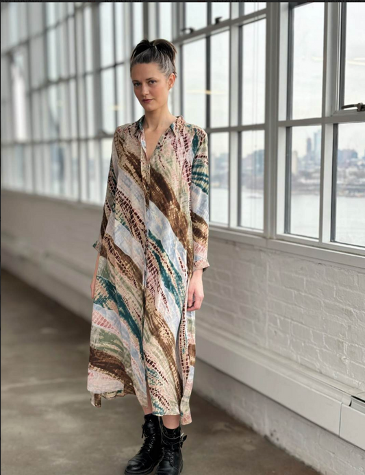 Raag Long Sleeve Tie Dye Print Dress
