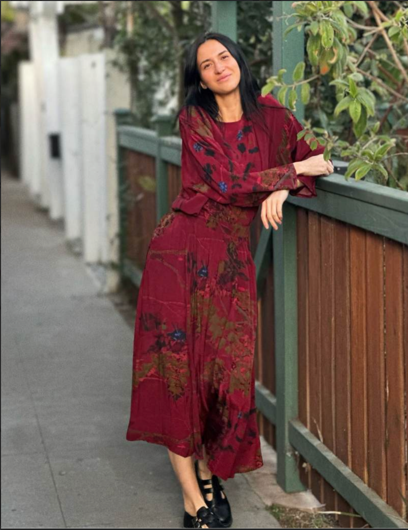 Yavi Red Floral Maxi Skirt