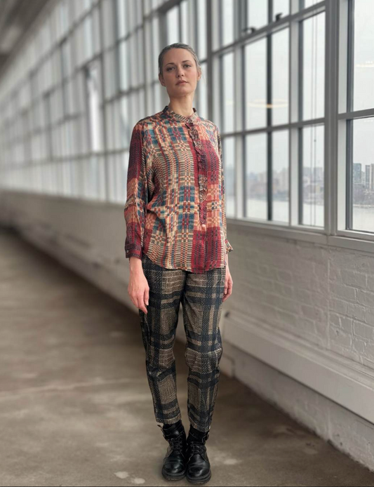 Raag Red and Blue Abstract Button Up Shirt