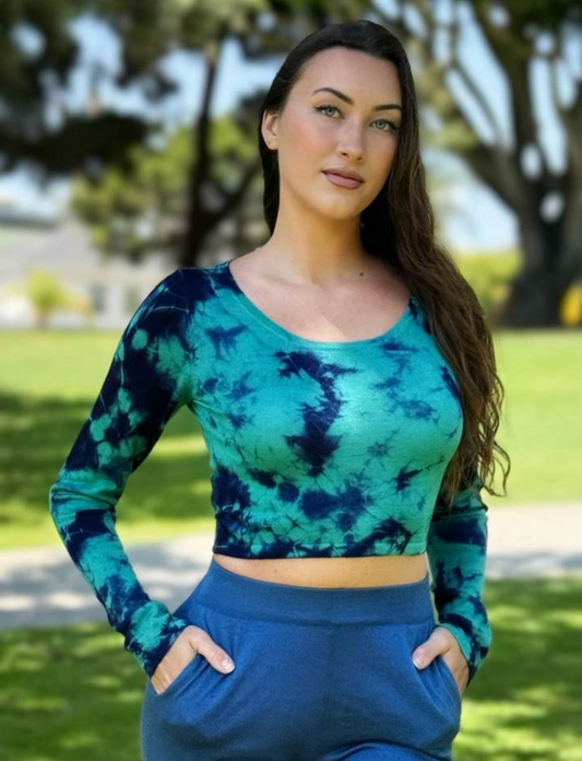 Parker Blue Cashmere Long Sleeve Cropped Sweater