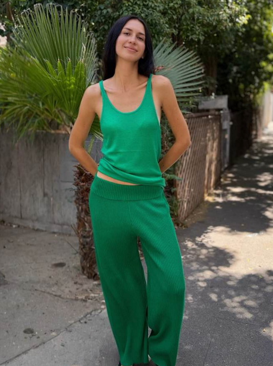 Parker Blue Ribbed Cashmere Tank Top