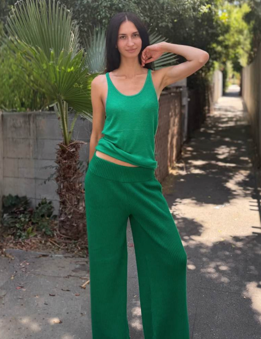 Parker Blue Ribbed Cashmere Tank Top