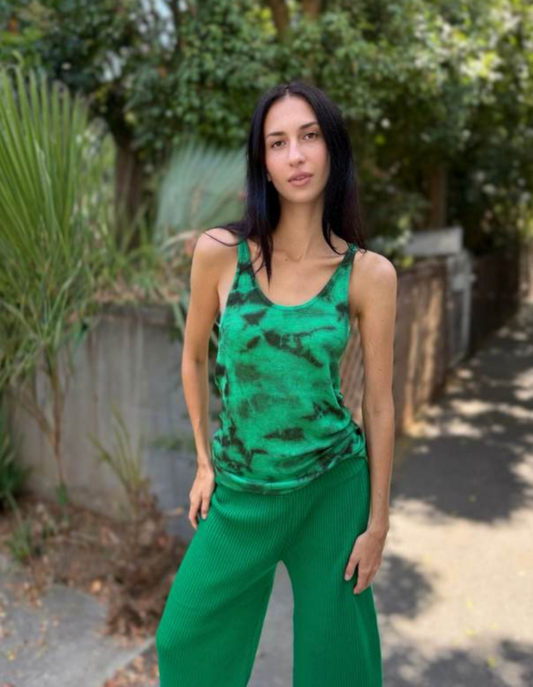 Parker Blue Ribbed Cashmere Tank Top