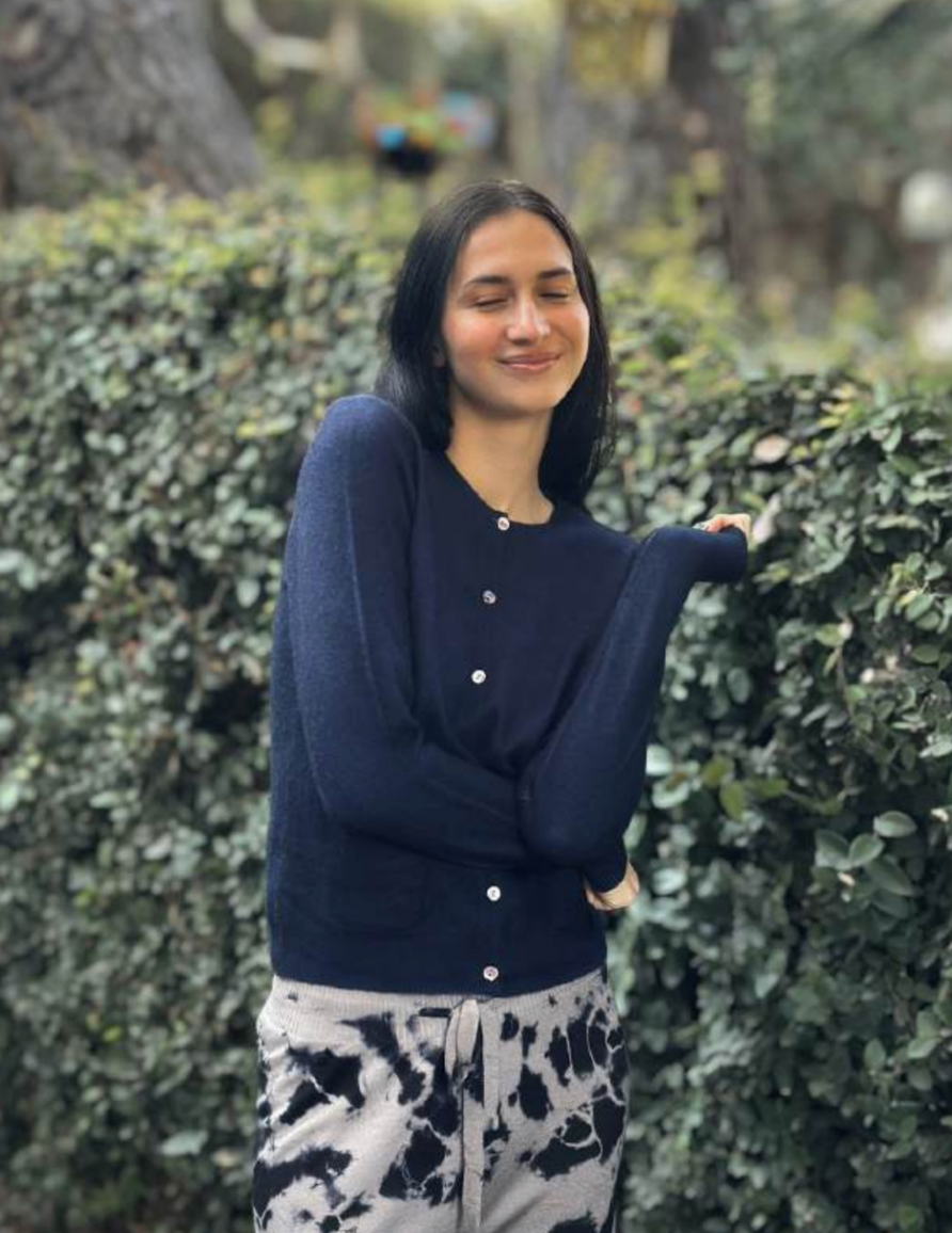 Parker Blue Felted Reversible Cashmere Cardigan