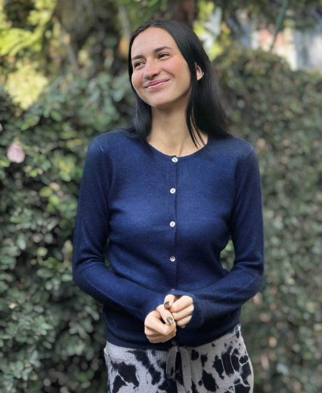 Parker Blue Felted Reversible Cashmere Cardigan