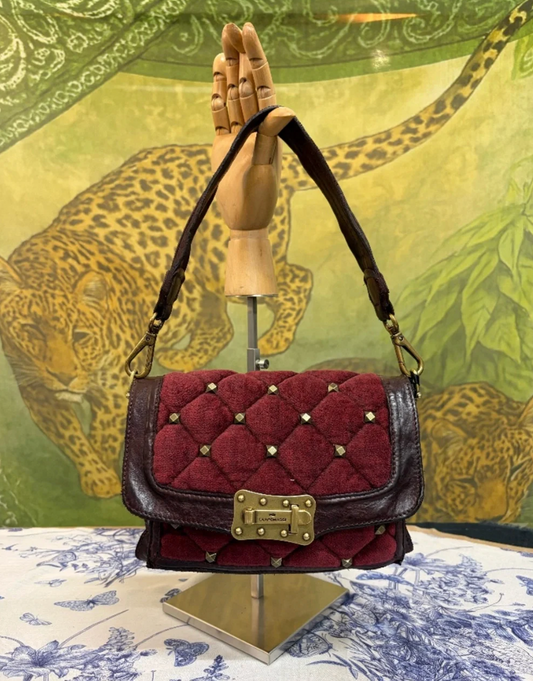 Campomaggi Agnese Gold Studded Bag in Bordeaux