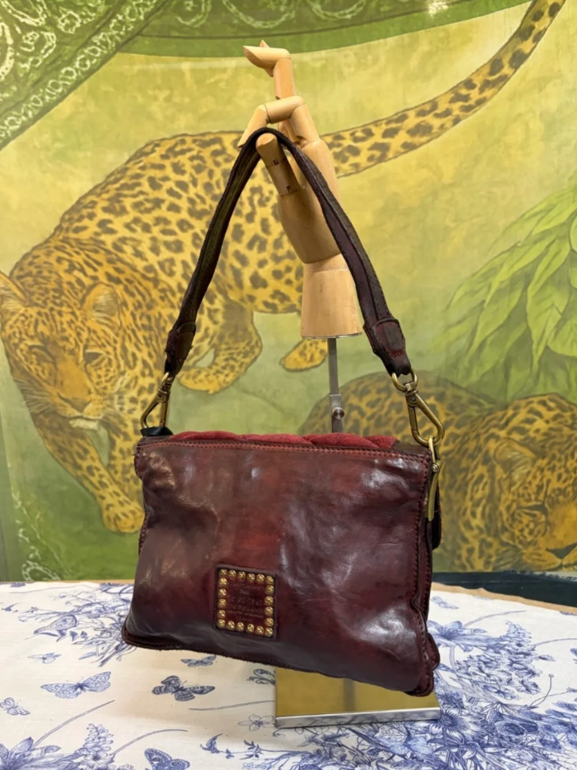 Campomaggi Agnese Gold Studded Bag in Bordeaux